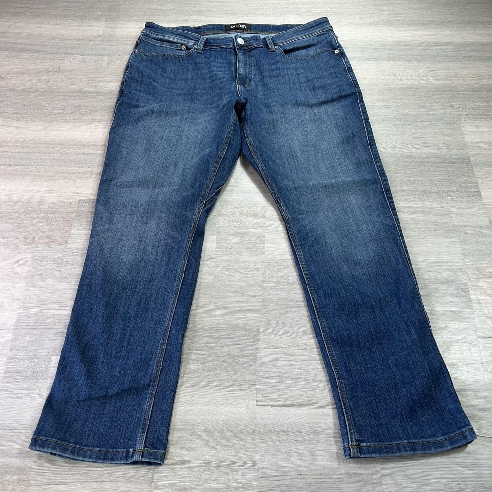 DU/ER L2X Relaxed Taper‎ Jeans Mens 36x30 Blue Stretch Denim Medium Wash Pants